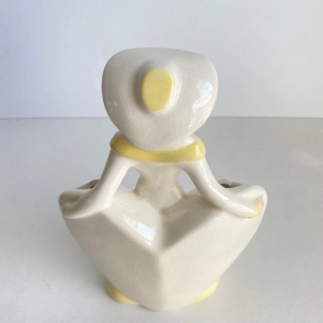 Ceramic Vintage Southern Belle Lady Double Vase 1940s Matie Weil Ware California Pottery Yellow Dress For Sale - Image 7 of 10