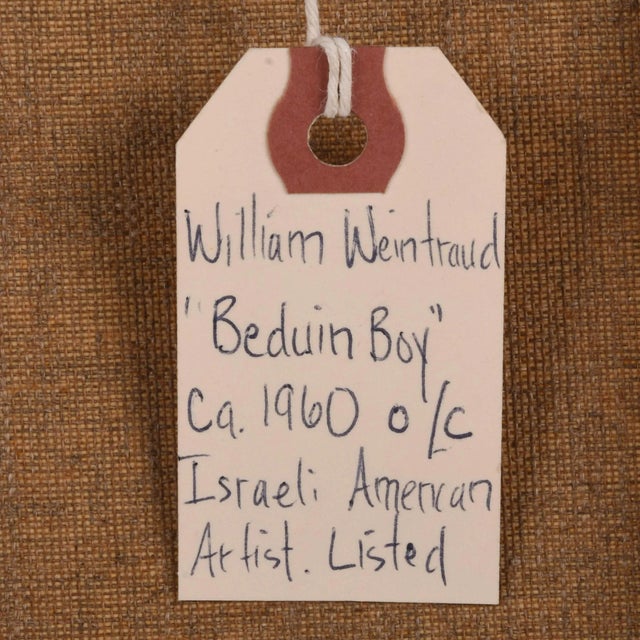 Wood Framed Signed William Weintaraub Oil on Canvas "Beduin Boy" For Sale - Image 7 of 14