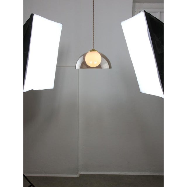 Space-Age Italian Brass, Opaline and Acrylic glass Pendant Lamp For Sale - Image 4 of 18