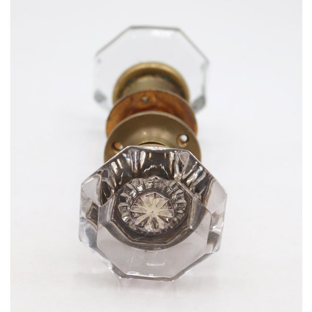 Metal Antique Octagon Clear Glass Door Knobs For Sale - Image 7 of 7