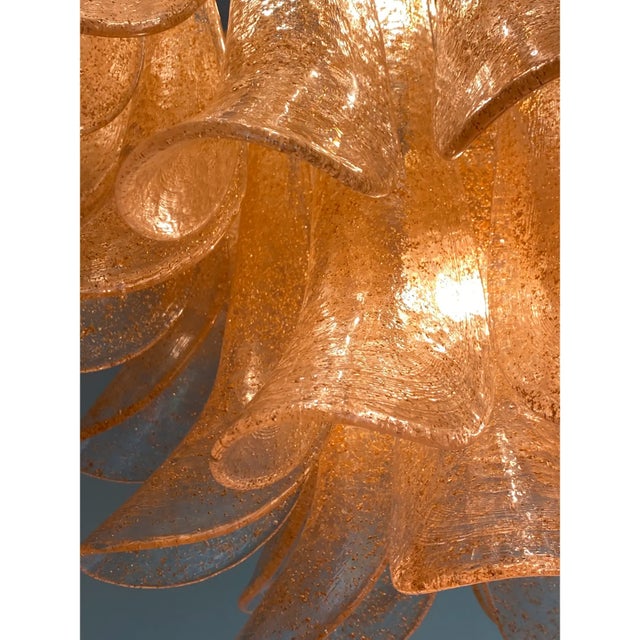 Glass Modern Clear and Gold Murano Glass “Petali-Selle” Chandelier, Inspired by Mazzega For Sale - Image 7 of 9