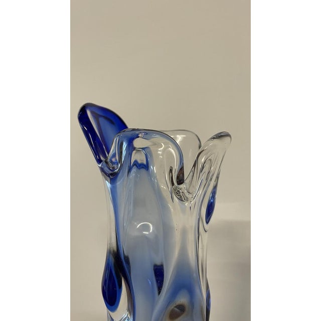 1960s Blue and Clear Art Glass Vase by Josef Hospodka for Chribská, Former Czechoslovakia, 1960s For Sale - Image 5 of 16