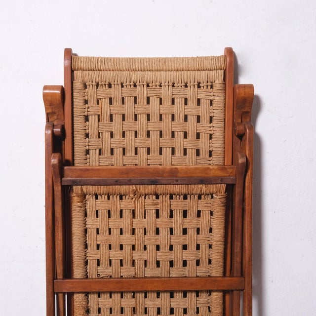 Vintage Italian Deck Chair in Beech and Jute, 1950s For Sale - Image 6 of 18