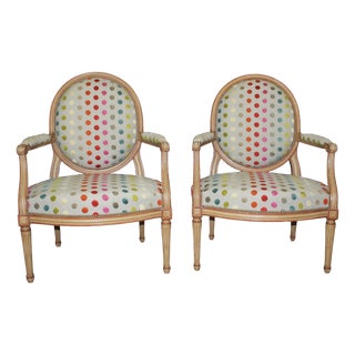 Louis XVI Medallion Armchairs, 1950s, Set of 2 For Sale