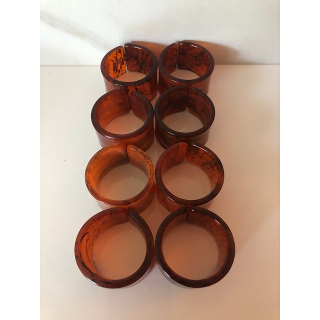 Vintage Tortoise Motif Lucite Napkin Rings - Set of 8 For Sale - Image 6 of 8