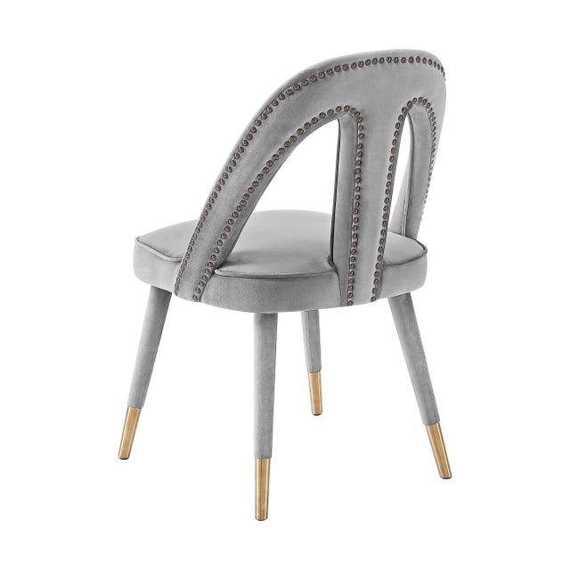 Transitional Petra Light Grey Velvet Side Chair For Sale - Image 3 of 8