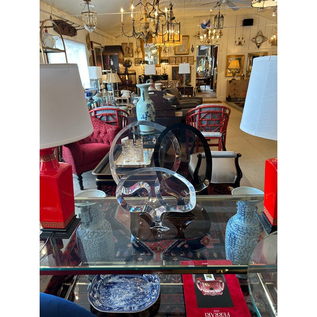 Transparent Lucite Abstract Sculpture Signed Van Teal For Sale - Image 8 of 10