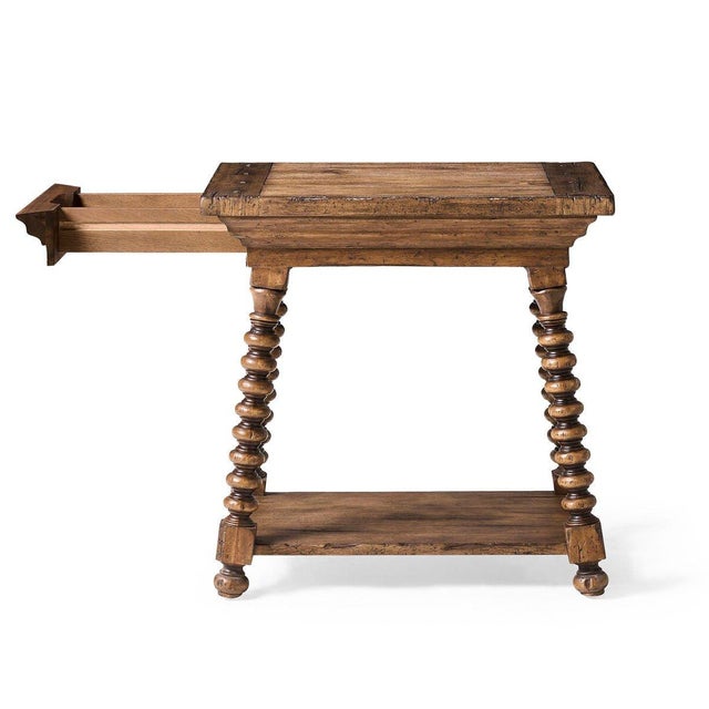 Rustic Farmhouse Spool-Leg End Table For Sale - Image 9 of 13