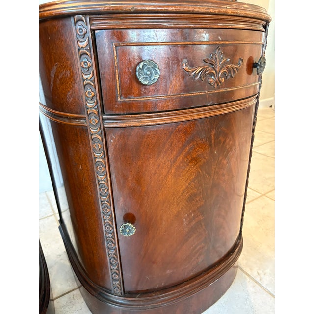 Antique Big Rapids Furniture Co. Mahogany Demilune Cabinets or Tables - A Pair For Sale - Image 11 of 18