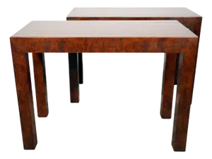 John Widdicomb Modern Parsons Style Burl Wood Console Table, 1970s