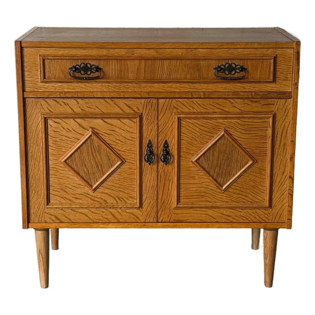 Oak Storage Cabinet With Doors Swedish Mid-Century Modern 1960s For Sale