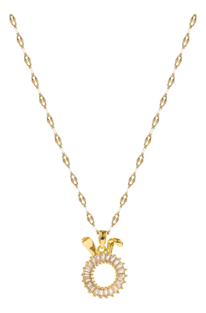 Baguette Bunny Pendant Necklace