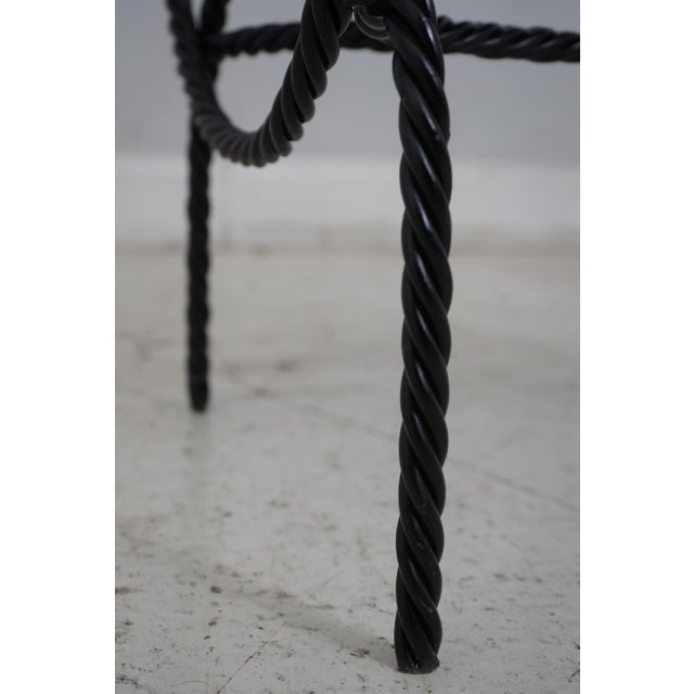 Black Pair Rope Twist Iron Newly Upholstered Benches For Sale - Image 8 of 12