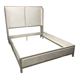 Grey Upholstered Cinema by Legacy Queen Bedframe For Sale