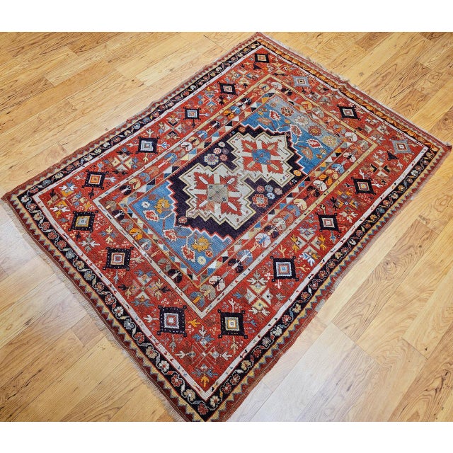 Late 19th Century 19th Century Anatolian Village Area Rug, Handwoven, Purple & Turquoise, 4' x 6' For Sale - Image 5 of 15