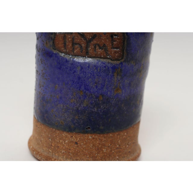 Vintage Studio Pottery Indigo "Thyme" Herb Cylindrical Vessel by Deanna Nichols For Sale - Image 11 of 16