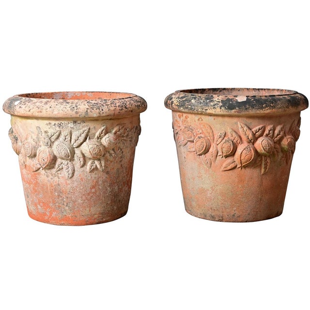 English Pair of Large 20th Century Terracotta Decorated Planters For Sale - Image 12 of 12