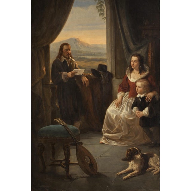 Unknown, unsigned letter from a noble family, Burg Castle, likely 19th century. Oil on wood panel, approx. 63.5 x 53.5 cm,...