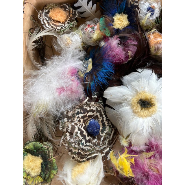 Victorian Antique Primitive 19th Century American Victorian Flower Feathers Framed in a Wood Shadow Box Shadow Box For Sale - Image 3 of 7