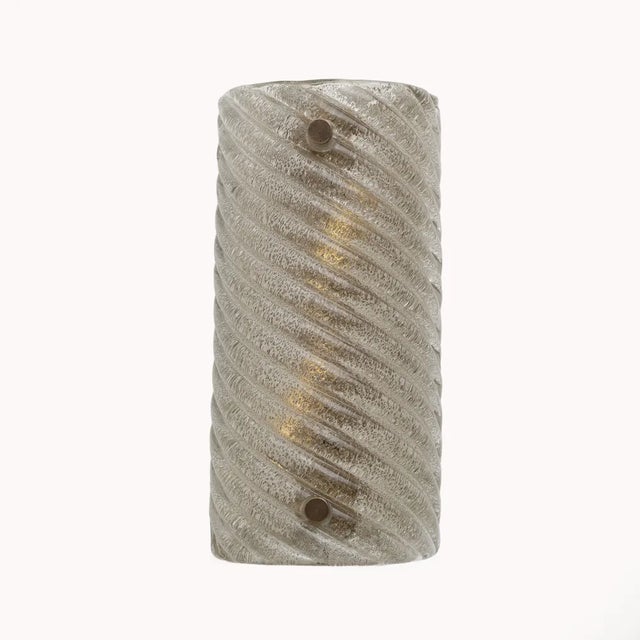Pair of Smoked Murano Glass Wall Sconces with Wavy and Twisted Pattern. We love the simple lines of this pair and the...