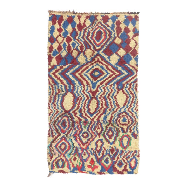 Vintage Azilal Boucherouite Moroccan Rug, 04'07 X 08'02 For Sale