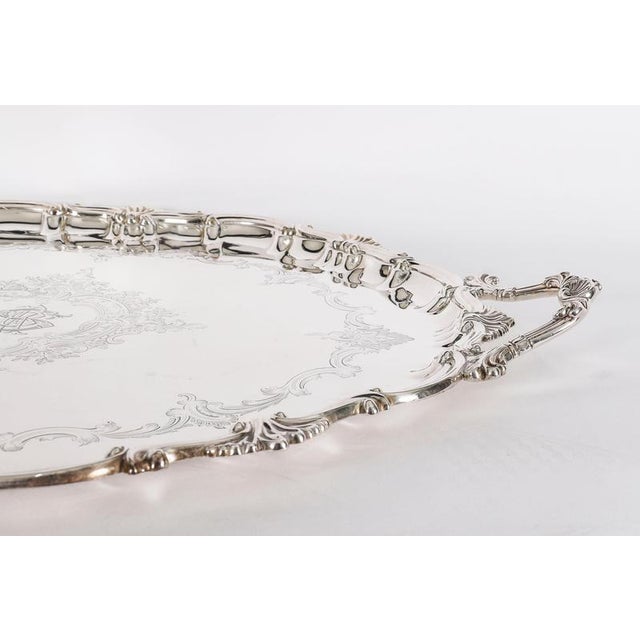 Antique Victorian Oval Silver Plated Tray by Thomas Bradbury & Sons, 19th Century For Sale - Image 11 of 18