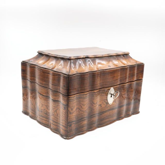 Serpentine Colonial Coromandel Box With Tea Canisters, Anglo-Indian Circa 1850 For Sale - Image 9 of 11