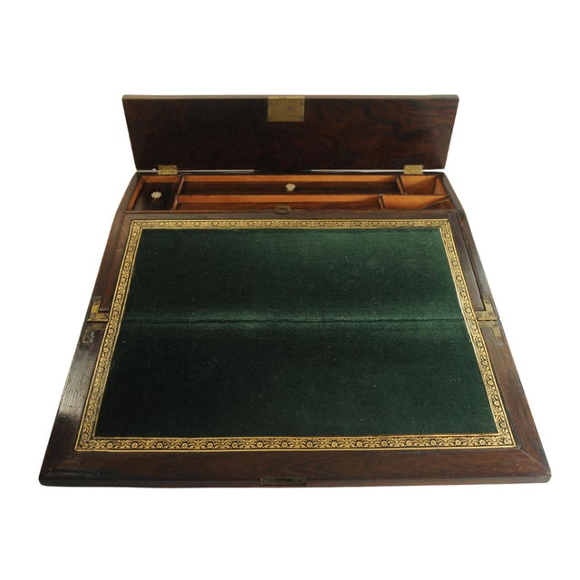 Rosewood Writing Slope with Floral Decor and Inlay, 19th Century, Set of 5 For Sale - Image 9 of 18