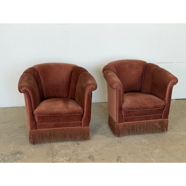 1940s Art Deco Danish Mohair Lounge Chairs with Channel Back, 1940s, Set of 2 For Sale - Image 5 of 9
