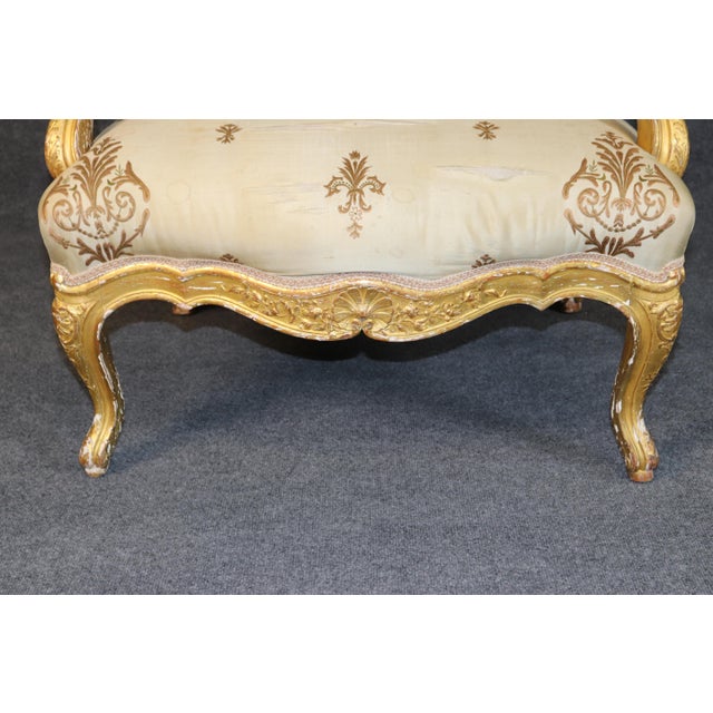 Pair 19th C French Louis XV Style Giltwood Wingback Chairs For Sale - Image 10 of 14