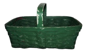 19th Century American Hand Woven Paint Decorated Splint Basket