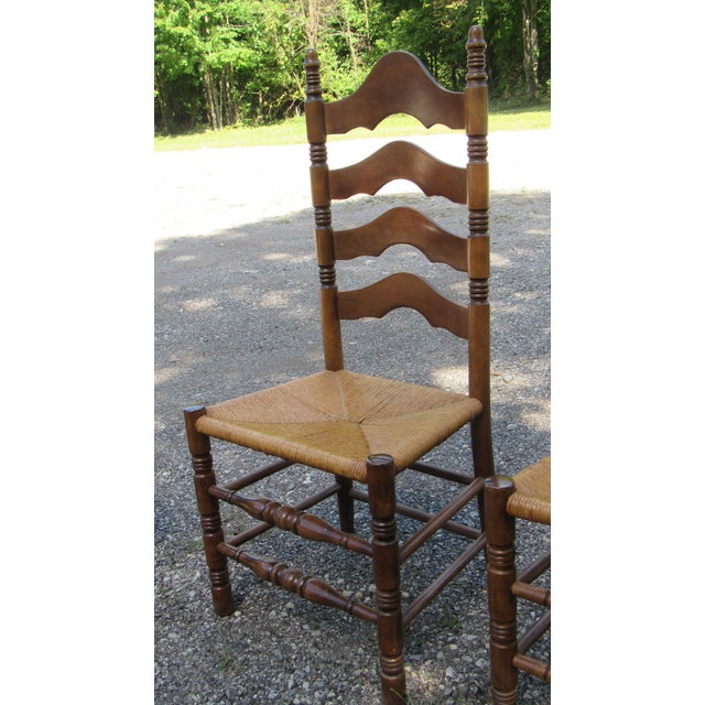 Vintage Rush Ladderback Kitchen Dining Room Chairs For Sale - Image 4 of 9