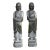 Pair Black Gray Stone Carved Standing Monk Arhat Lohan Statues For Sale