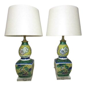 Pair of Japanese Porcelain Kutani Lamps