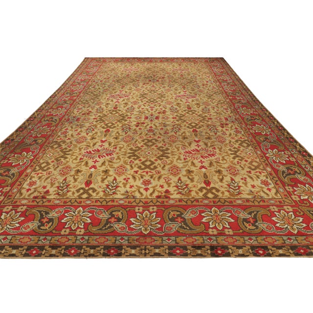 2010s Oversized Vintage Donegal Rug in Gold and Red With Floral Patterns - Rug & Kilim For Sale - Image 5 of 9