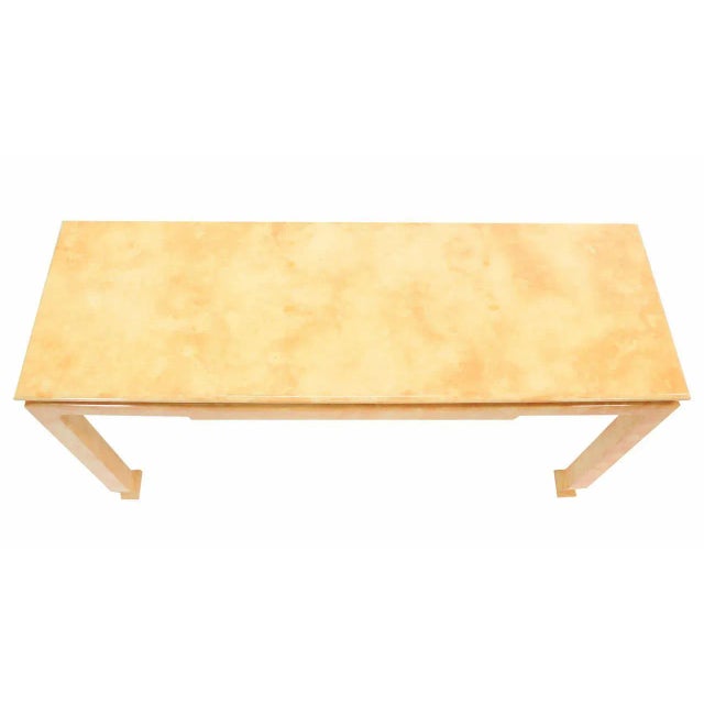 Mid-Century Modern Faux Parchment Finish Console Sofa Table For Sale - Image 6 of 7