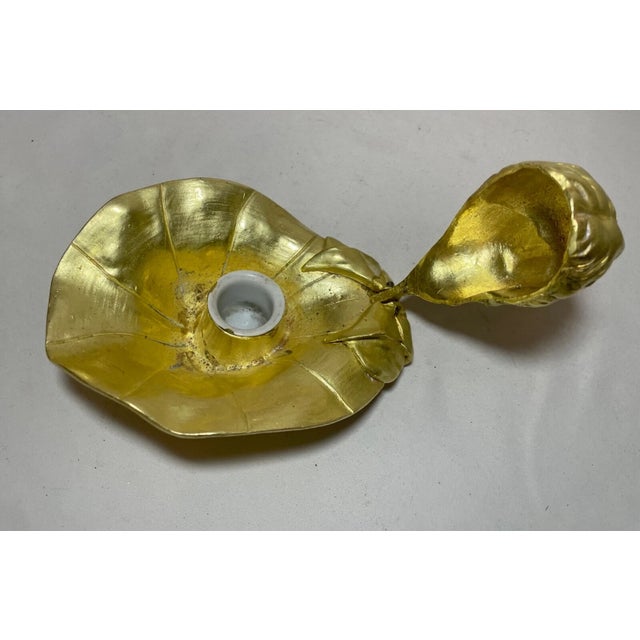 Share Antique Figural Gilt Brass Bronze American Boy With Hat Writing Inkwell Jar For Sale - Image 10 of 12