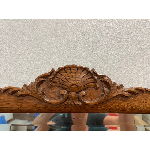 Wood 1890s Antique Serpentine Tiger Oak Dresser With Mirror Obo For Sale - Image 7 of 14