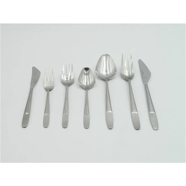 Silver Stainless Steel Model 2070 Cutlery for Six by Helmut Alder for Amboss Austria, Set of 46 For Sale - Image 8 of 10