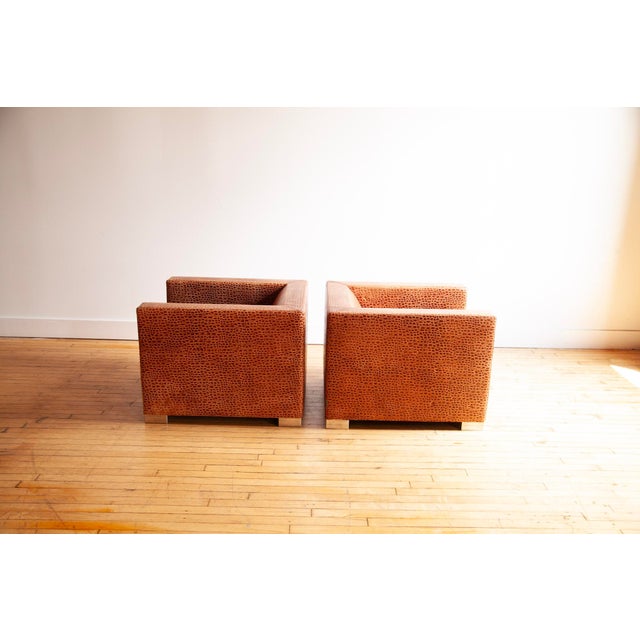 1990s Pair of Minotti “Suitcase Line” Club Chairs in Crocodile Leather. For Sale In Philadelphia - Image 6 of 14