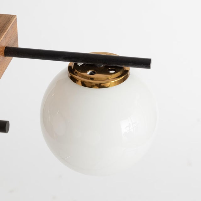 Stilnovo Mid-Century Modern Pendant Light in Brass and Glass, Italy, 1960s For Sale - Image 4 of 5