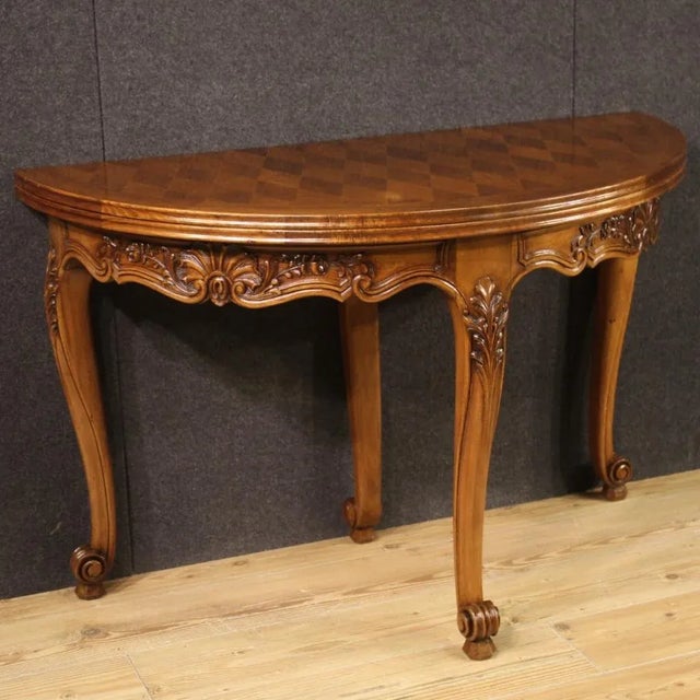 French Demi Lune Console Table, 1960 For Sale - Image 13 of 13