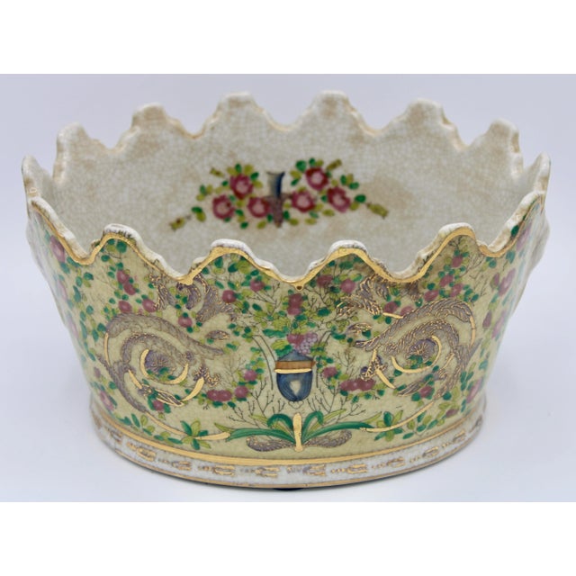 Vintage Chinoiserie Ceramic Cachepot Planter For Sale - Image 4 of 11