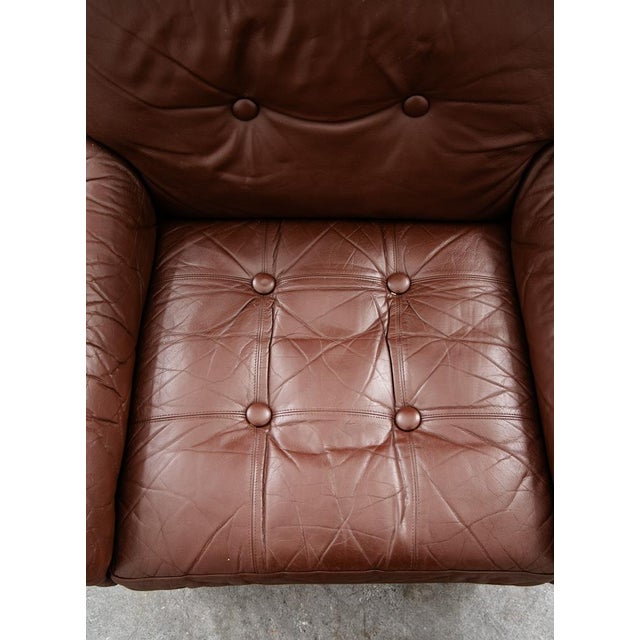 1960s Mid Century Danish Modern Lounge Chair Wingback Brown Leather High Back Armchair For Sale - Image 10 of 11