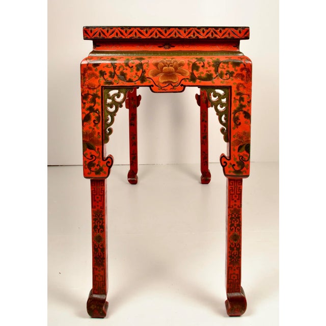 Chinese Chippendale Style Console Table W/ Lacquered