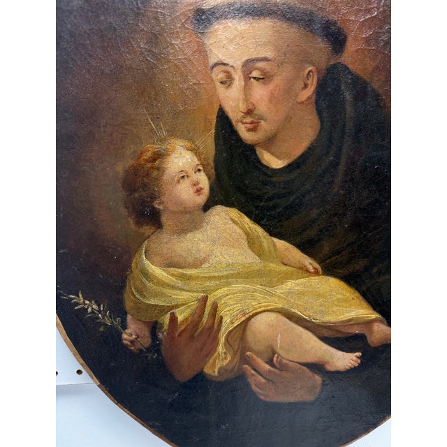 Late 19th Century Antique Saint Anthony of Padua Painting For Sale In Richmond - Image 6 of 6