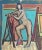 Leaning is a unique, vintage piece painted c. 1950 by the Jerry & Ruth Opper Estate. The abstract painting features a...