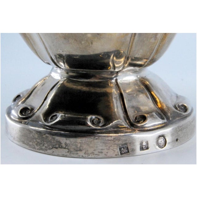 Silver Gummed Silver Milk Jug with Raised Scrolls and Circular Base For Sale - Image 8 of 11