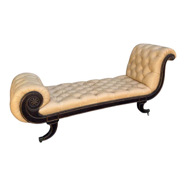 Antique Regency Period Tufted Leather Chaise Lounge c.1810 For Sale