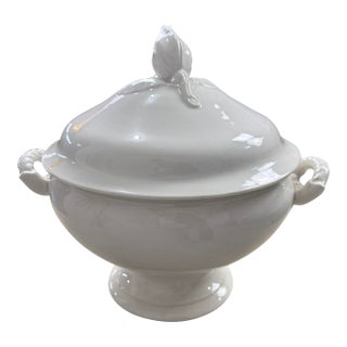 1940s Boch La Louviere Belgian Soup Tureen With Tulip Handle For Sale